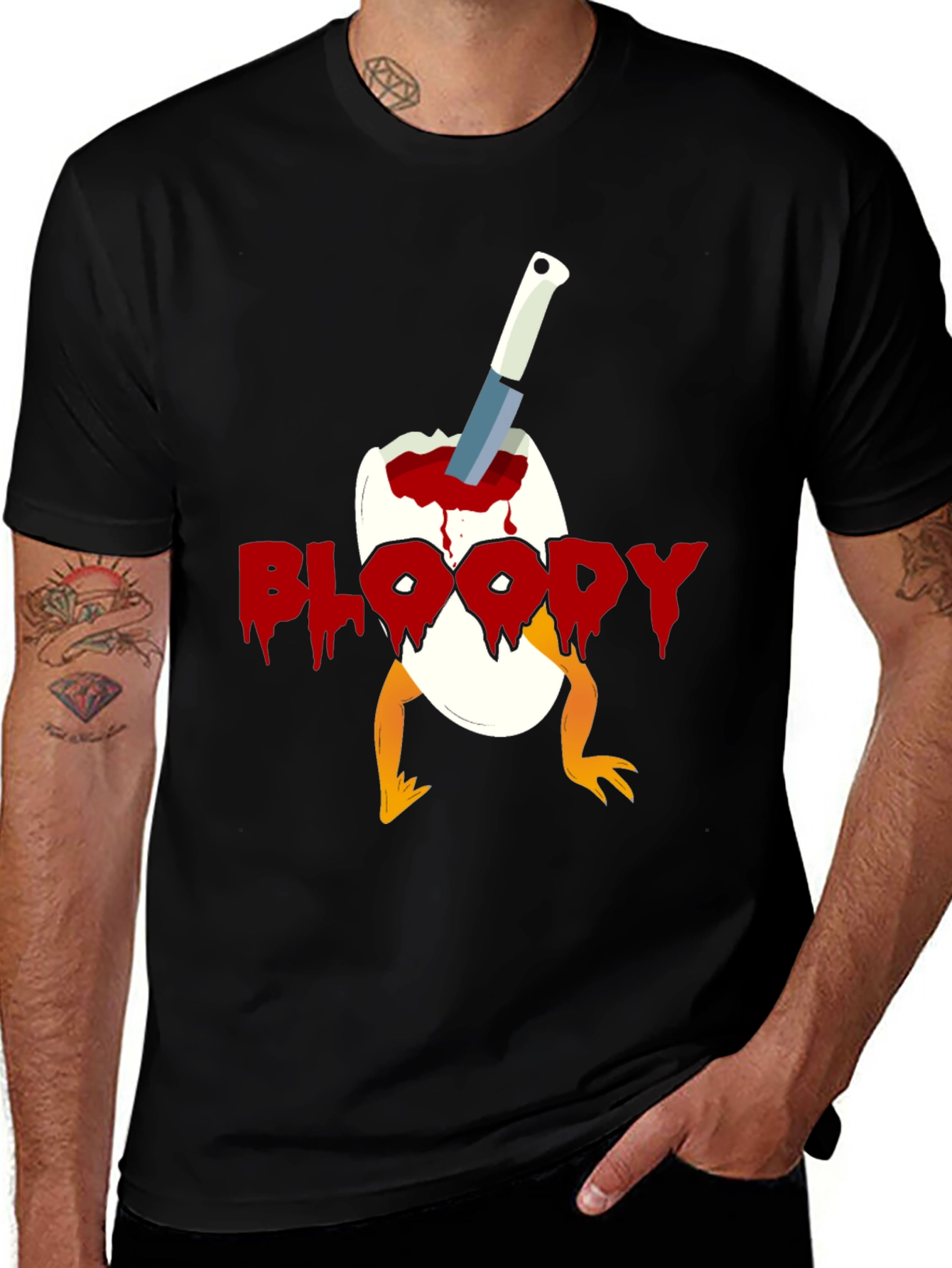 Bloody Chick Egg Graphic T-Shirt