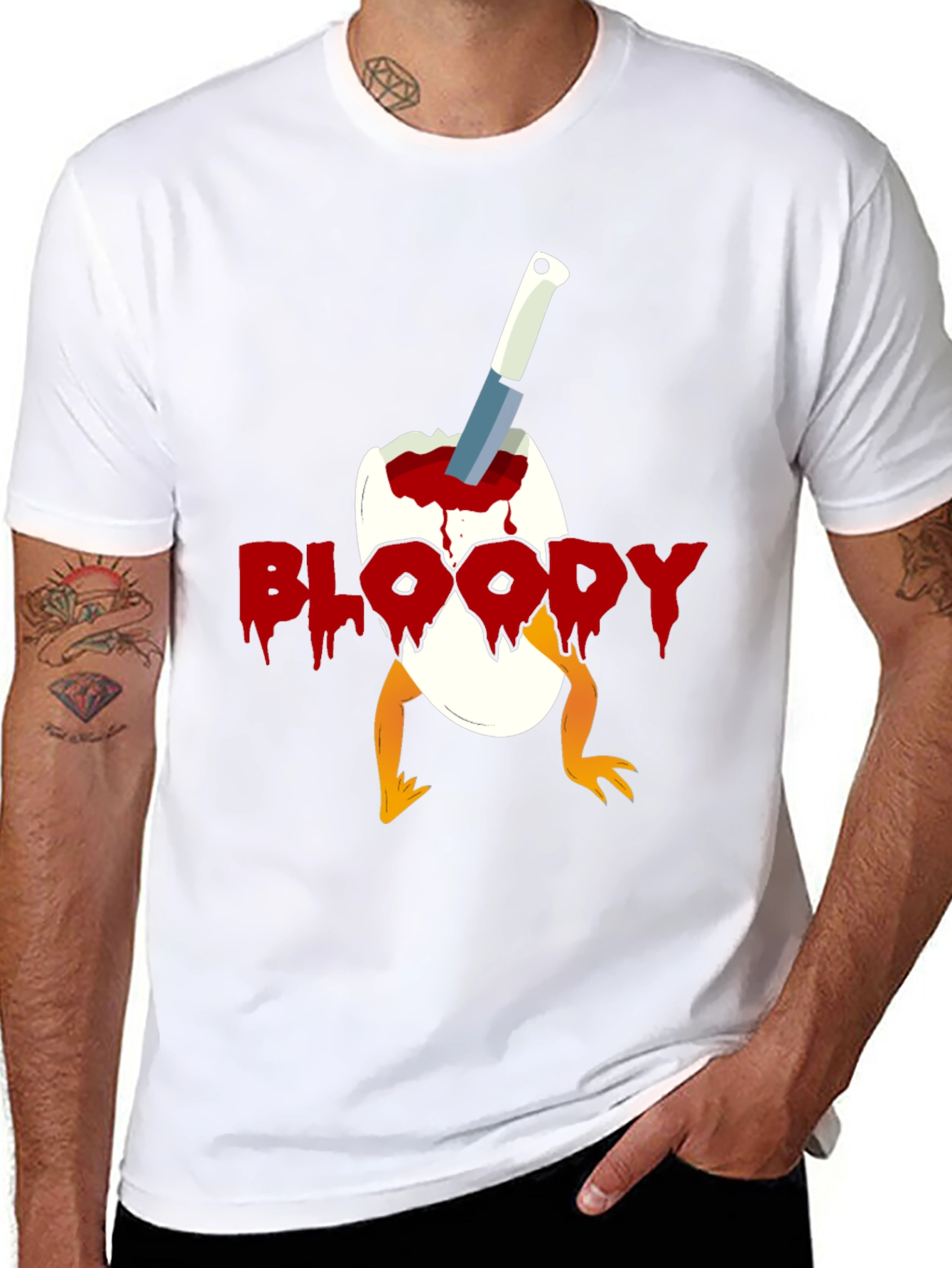 Bloody Chick Egg Graphic T-Shirt