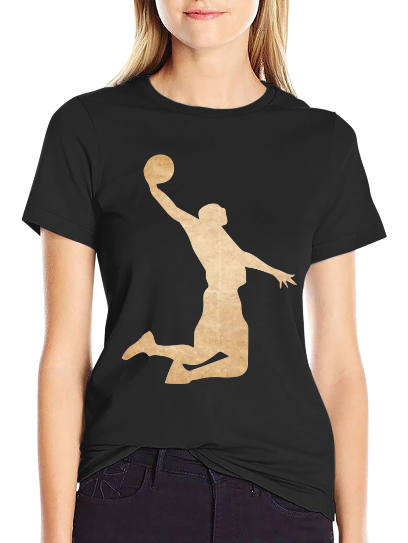 Basketball Player Graphic Tee - Black Cotton T-Shirt