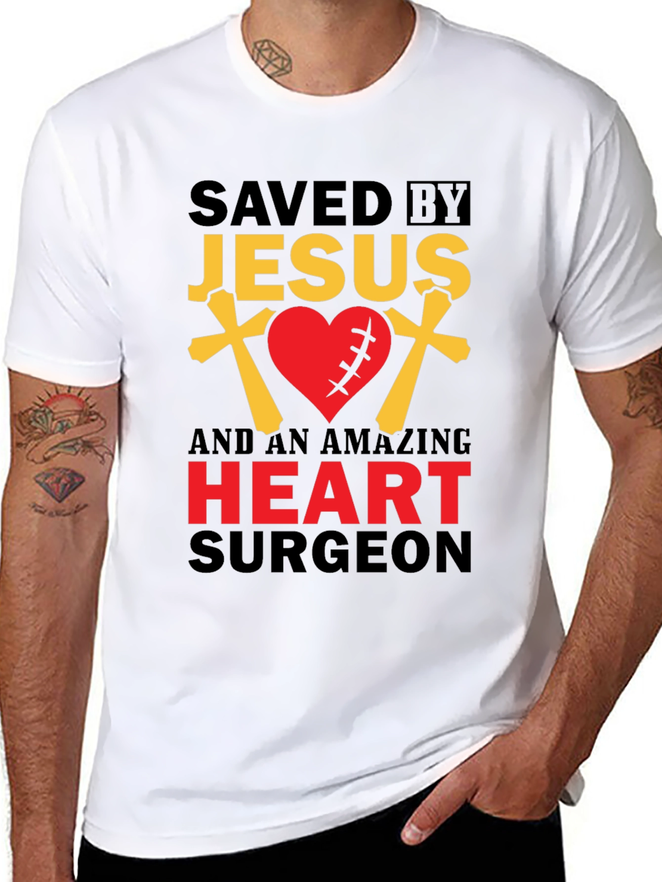 Saved By Jesus Heart Surgeon Graphic T-Shirt