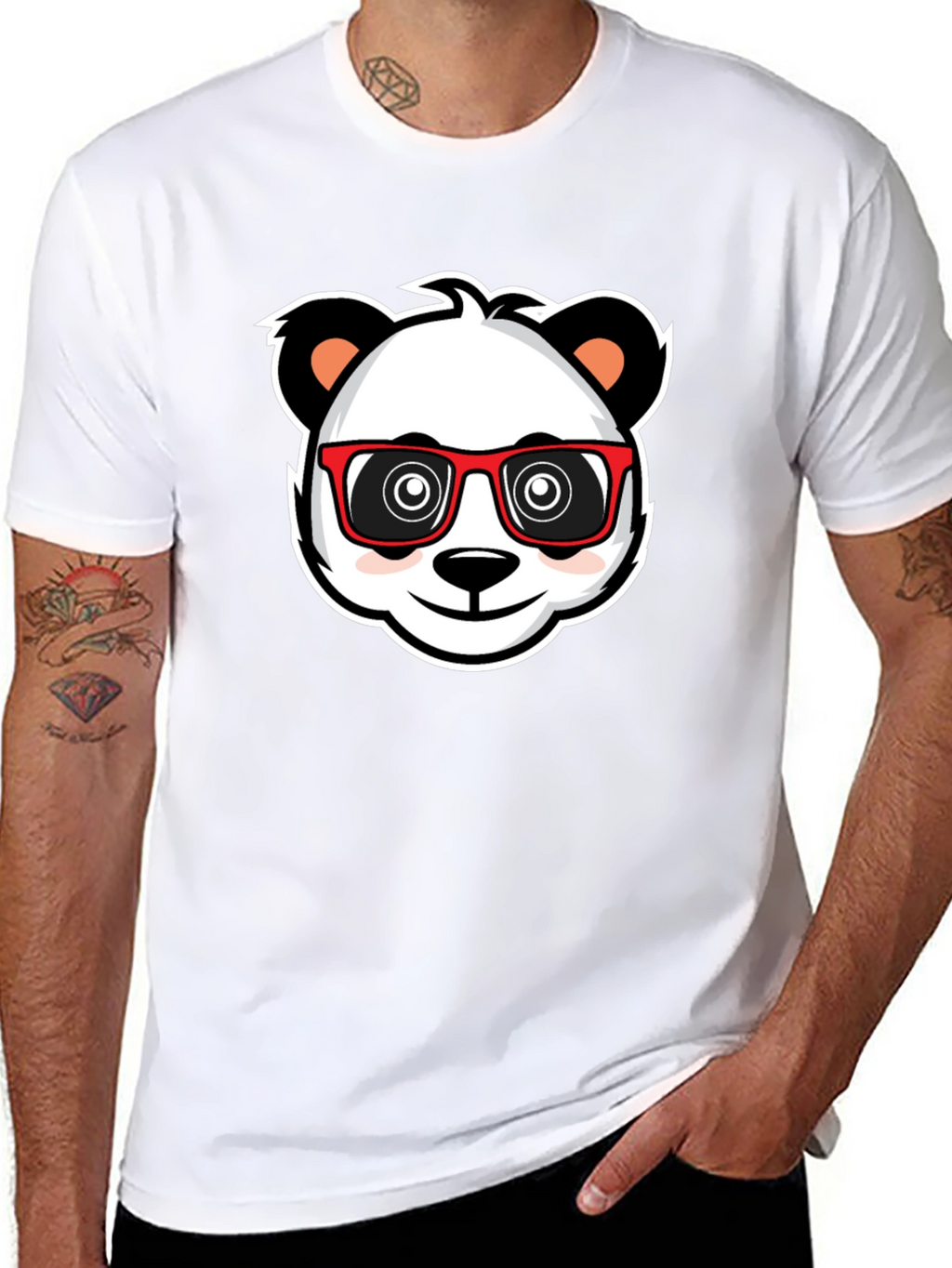 Cool Panda in Glasses Black T-Shirt