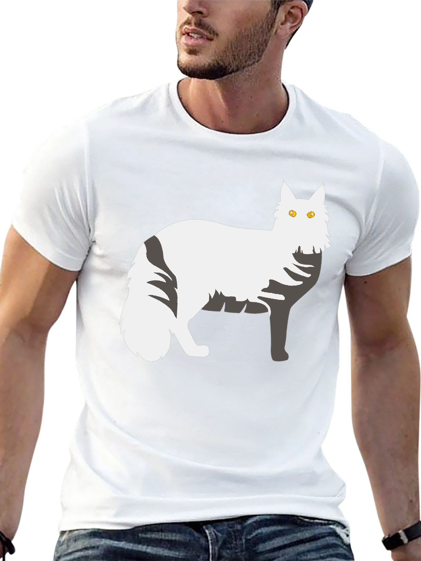 Cat Graphic T-Shirt - Black Unisex Tee