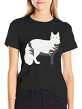 Cat Graphic T-Shirt - Black Unisex Tee
