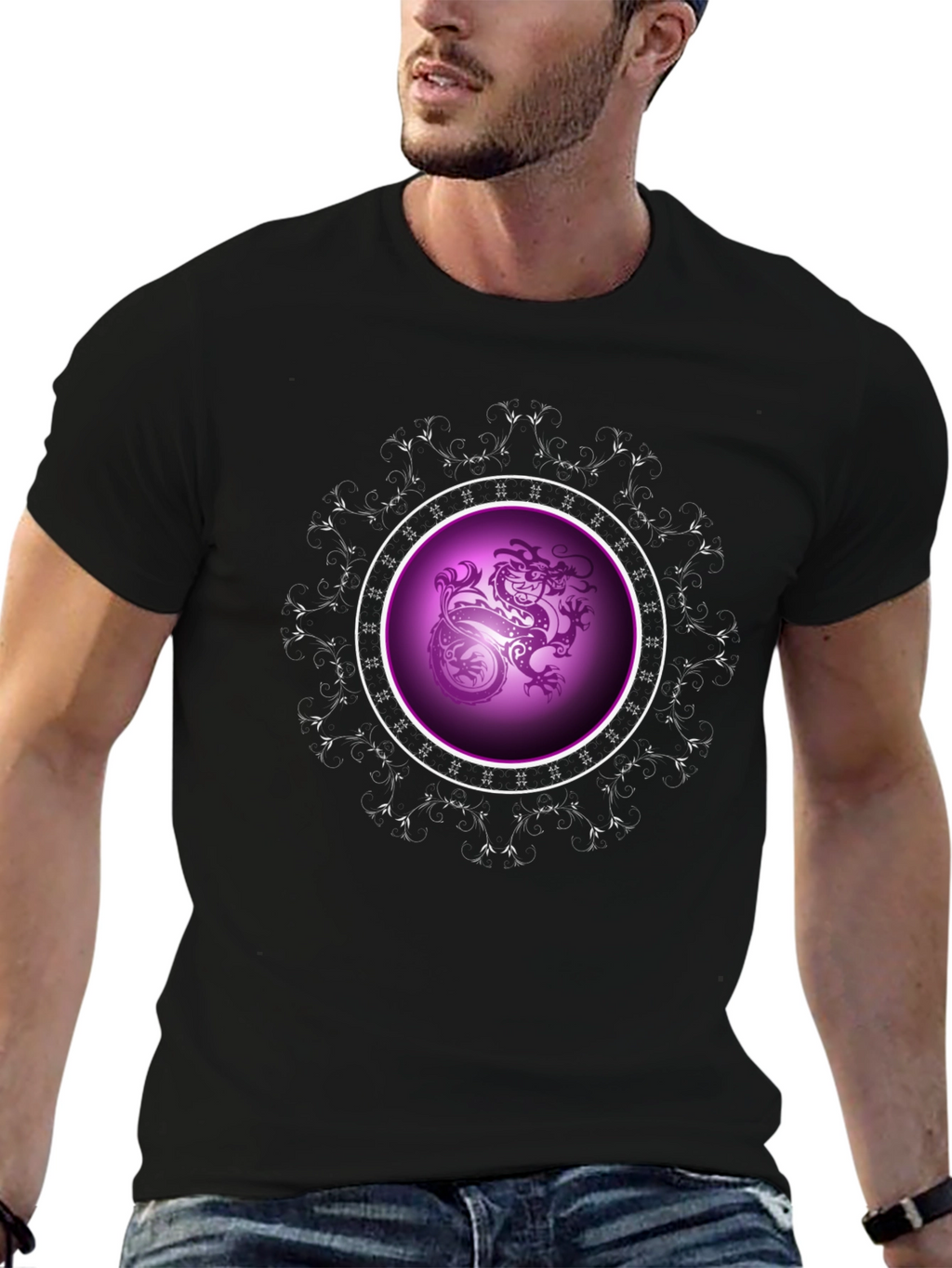 Dragon Circle Graphic Black Tee