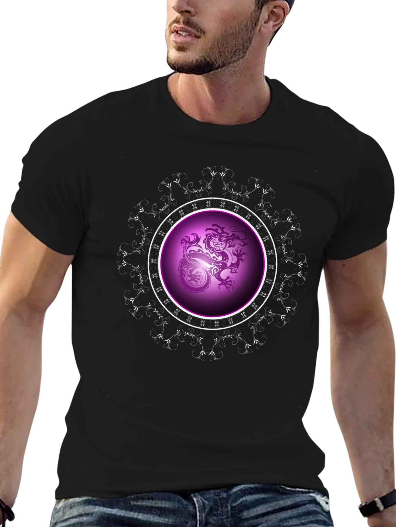 Dragon Circle Graphic Black Tee