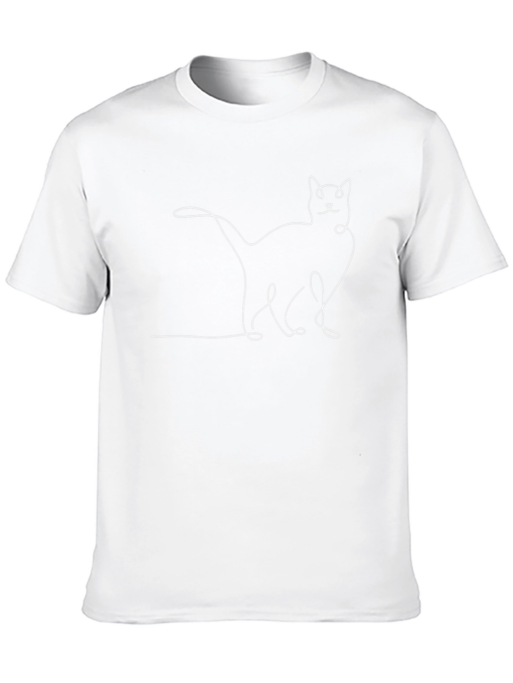 Minimalist Cat Outline Black Graphic Tee
