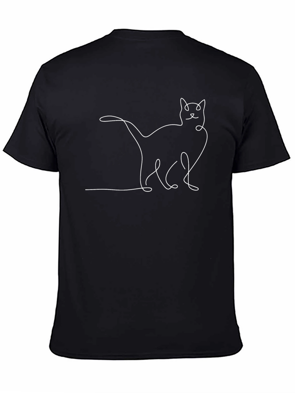 Minimalist Cat Outline Black Graphic Tee