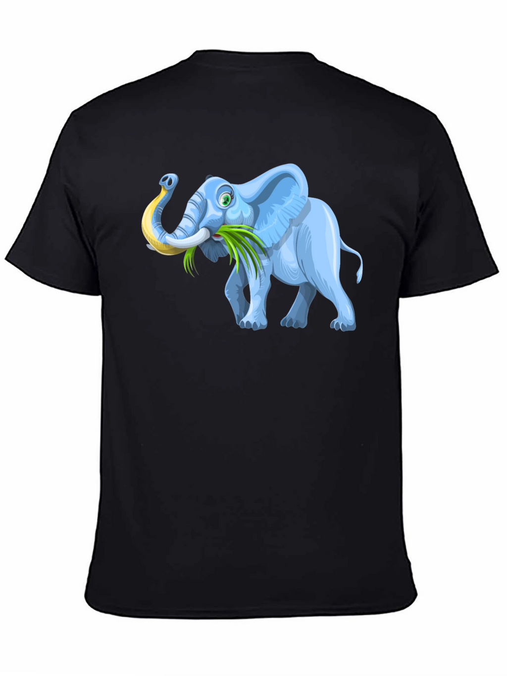Cartoon Elephant Graphic Tee - Black Casual T-Shirt