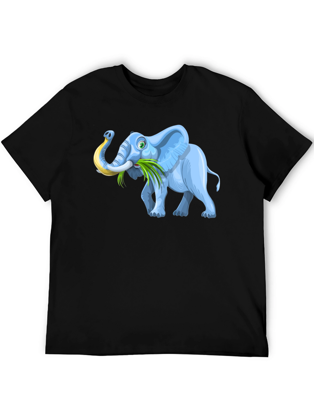 Cartoon Elephant Graphic Tee - Black Casual T-Shirt