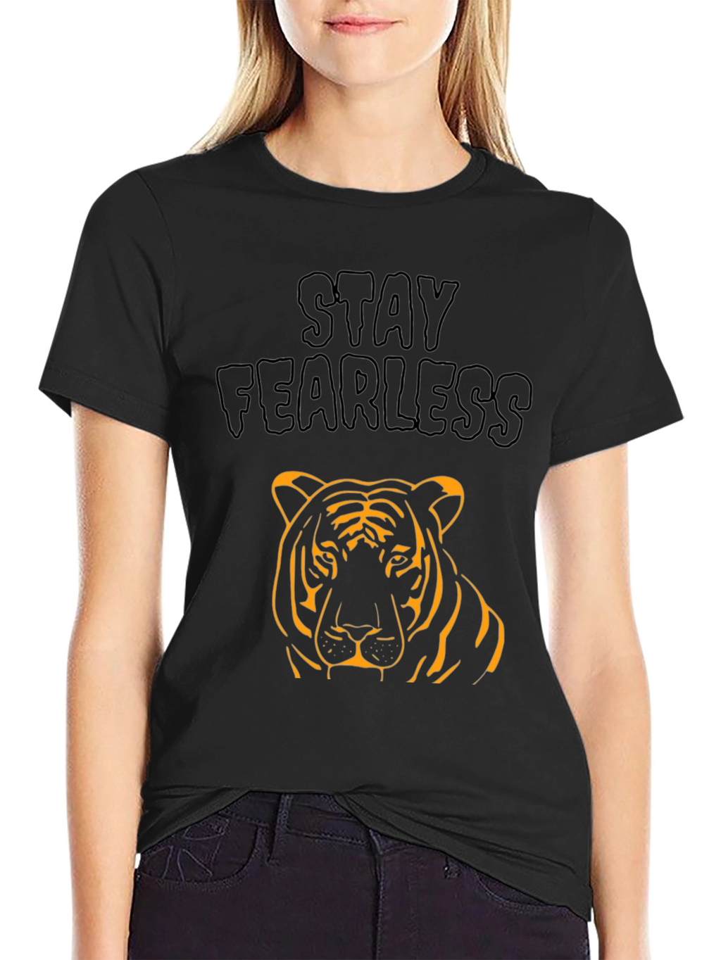 Stay Fearless Tiger Graphic Black T-Shirt