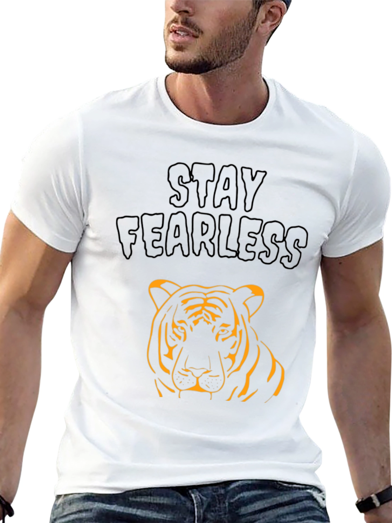 Stay Fearless Tiger Graphic Black T-Shirt
