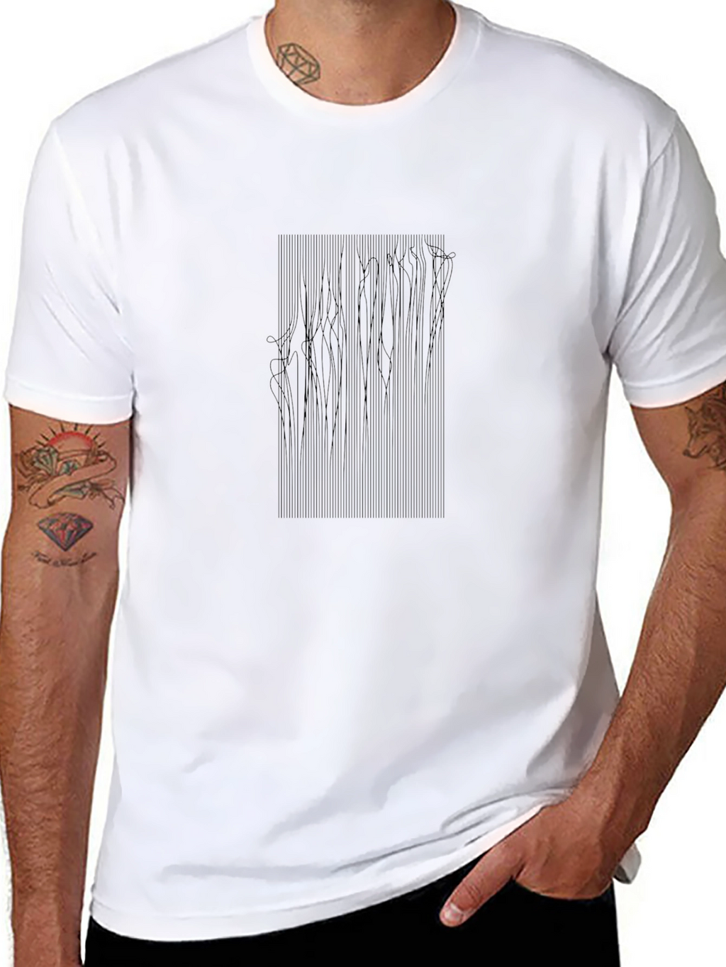 Abstract Line Art Black T-Shirt - Modern Graphic Tee