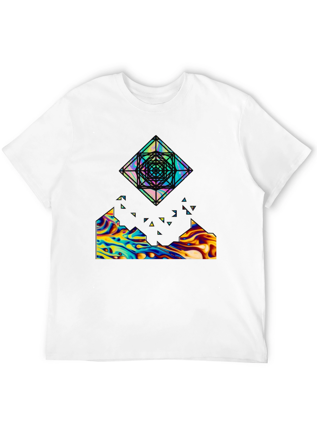 Abstract Geometric Graphic Print Black Tee