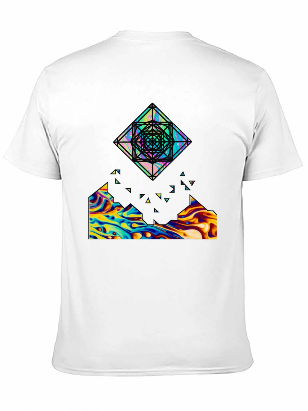 Abstract Geometric Graphic Print Black Tee