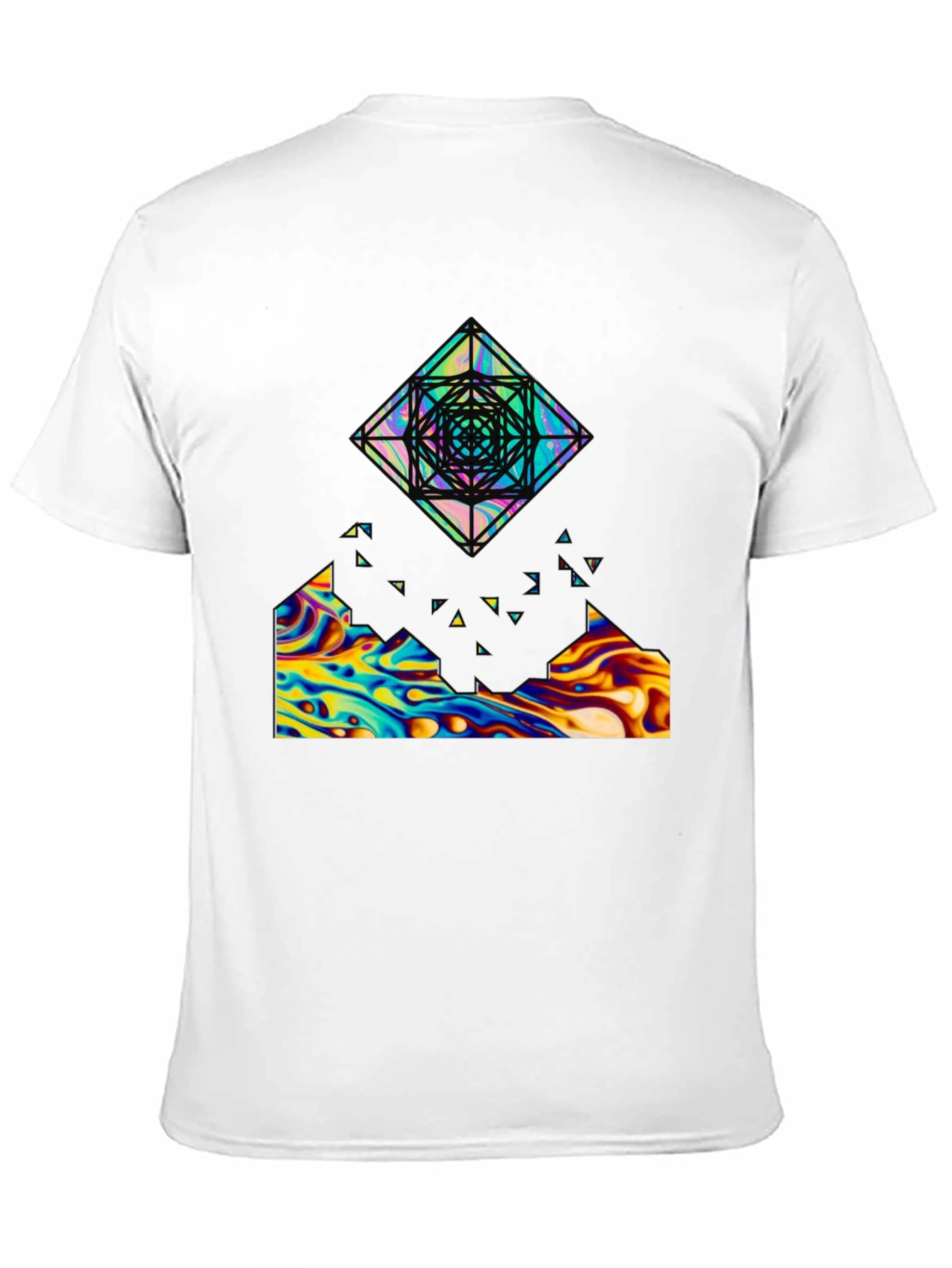 Abstract Geometric Graphic Print Black Tee