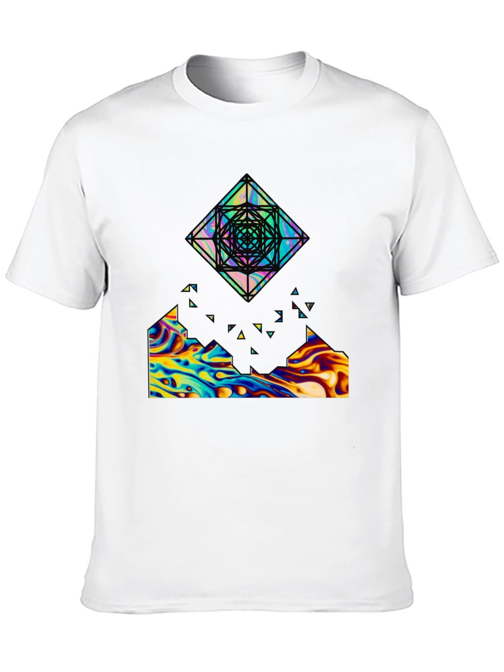 Abstract Geometric Graphic Print Black Tee