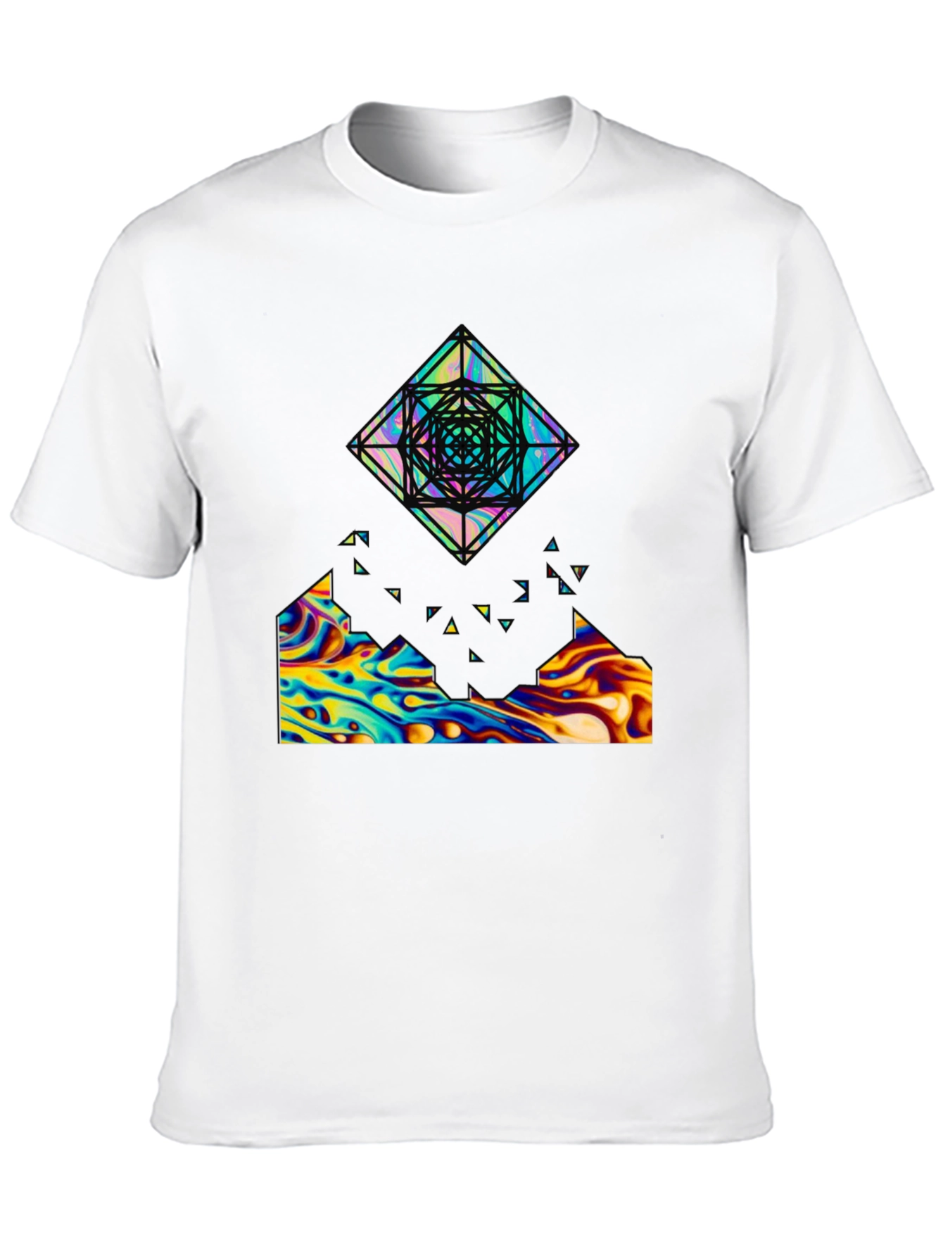 Abstract Geometric Graphic Print Black Tee