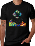 Abstract Geometric Graphic Print Black Tee