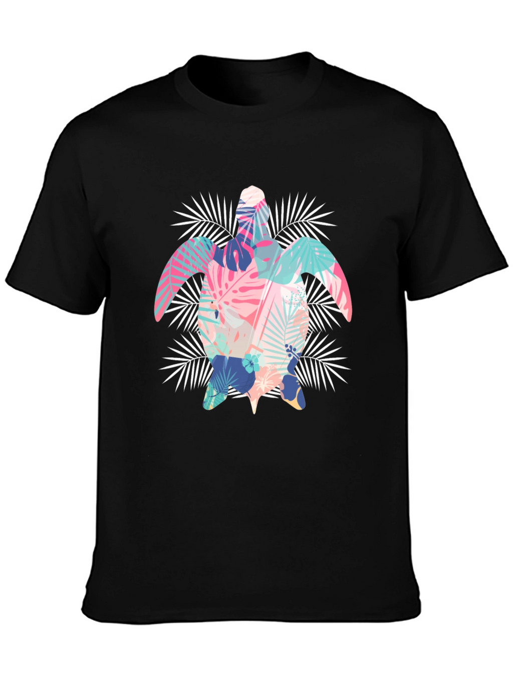 Tropical Turtle Graphic Tee - Black