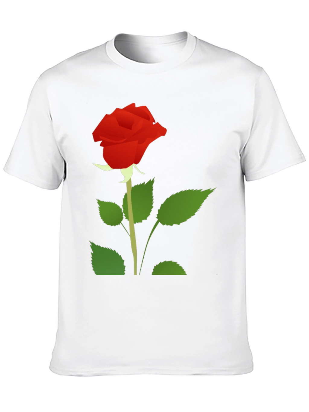 Black T-Shirt with Red Rose Graphic Print