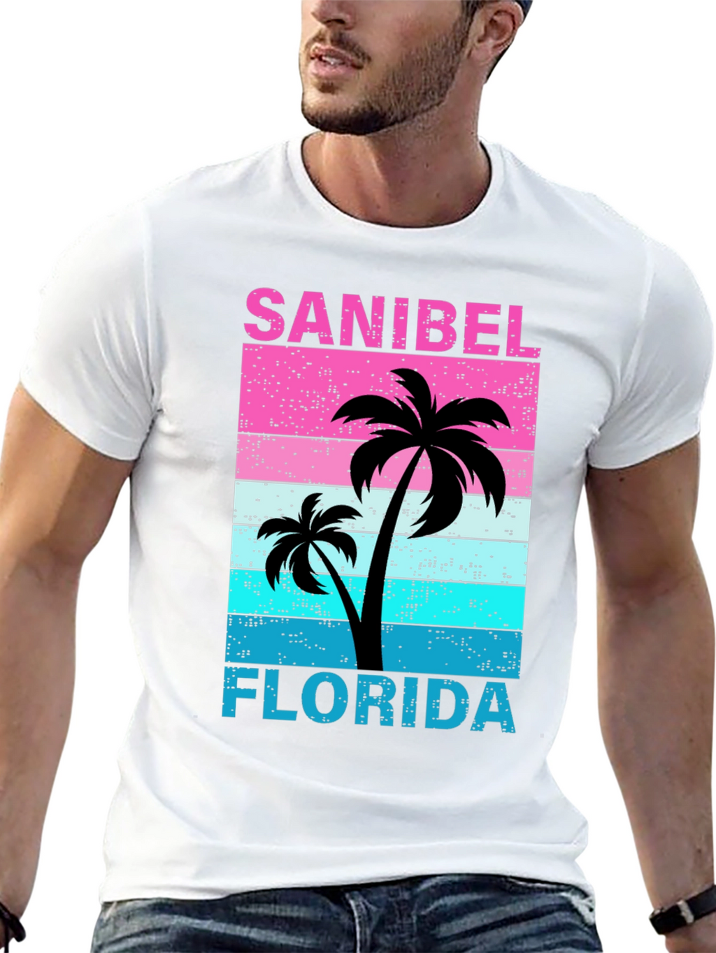 Sanibel Florida Palm Tree Retro T-Shirt