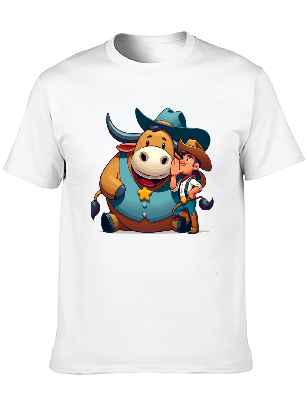 Cartoon Cowboy & Bull Graphic Tee