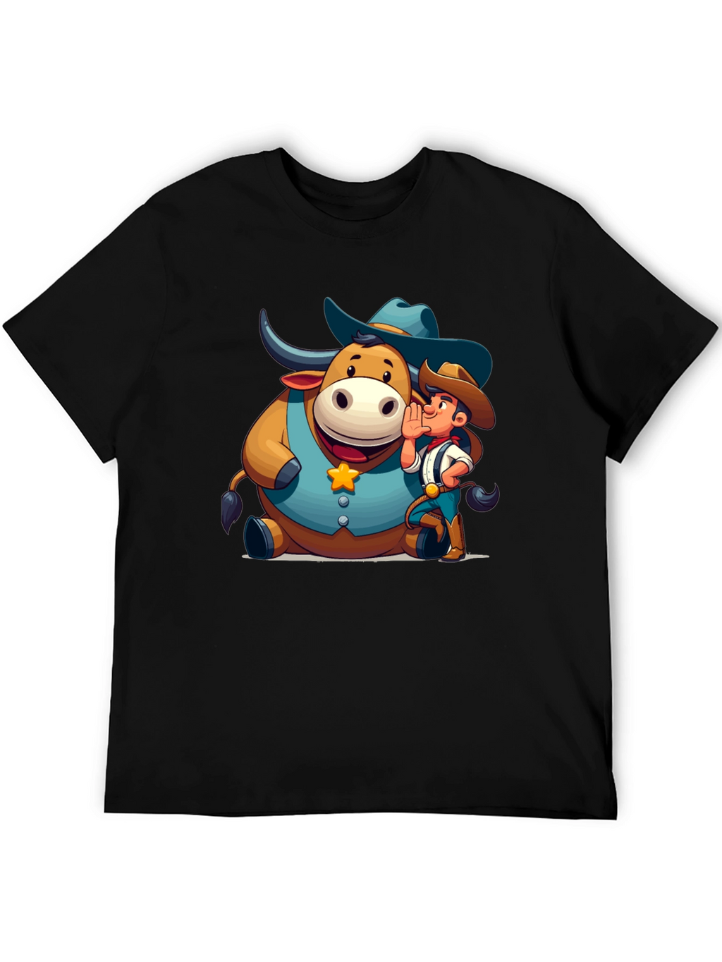 Cartoon Cowboy & Bull Graphic Tee