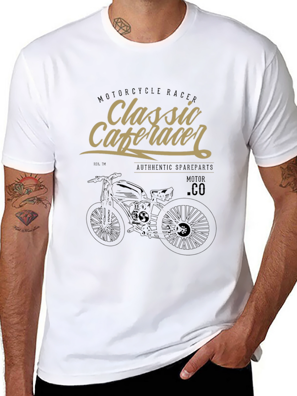 Classic Cafe Racer Motorcycle Graphic T-Shirt