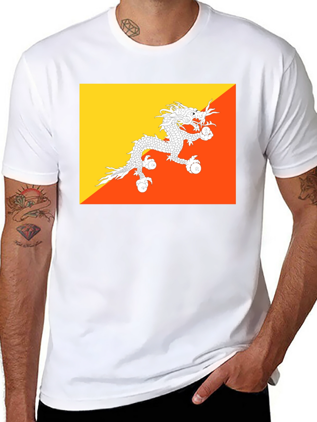 Bhutan Flag T-Shirt - Dragon Graphic Tee