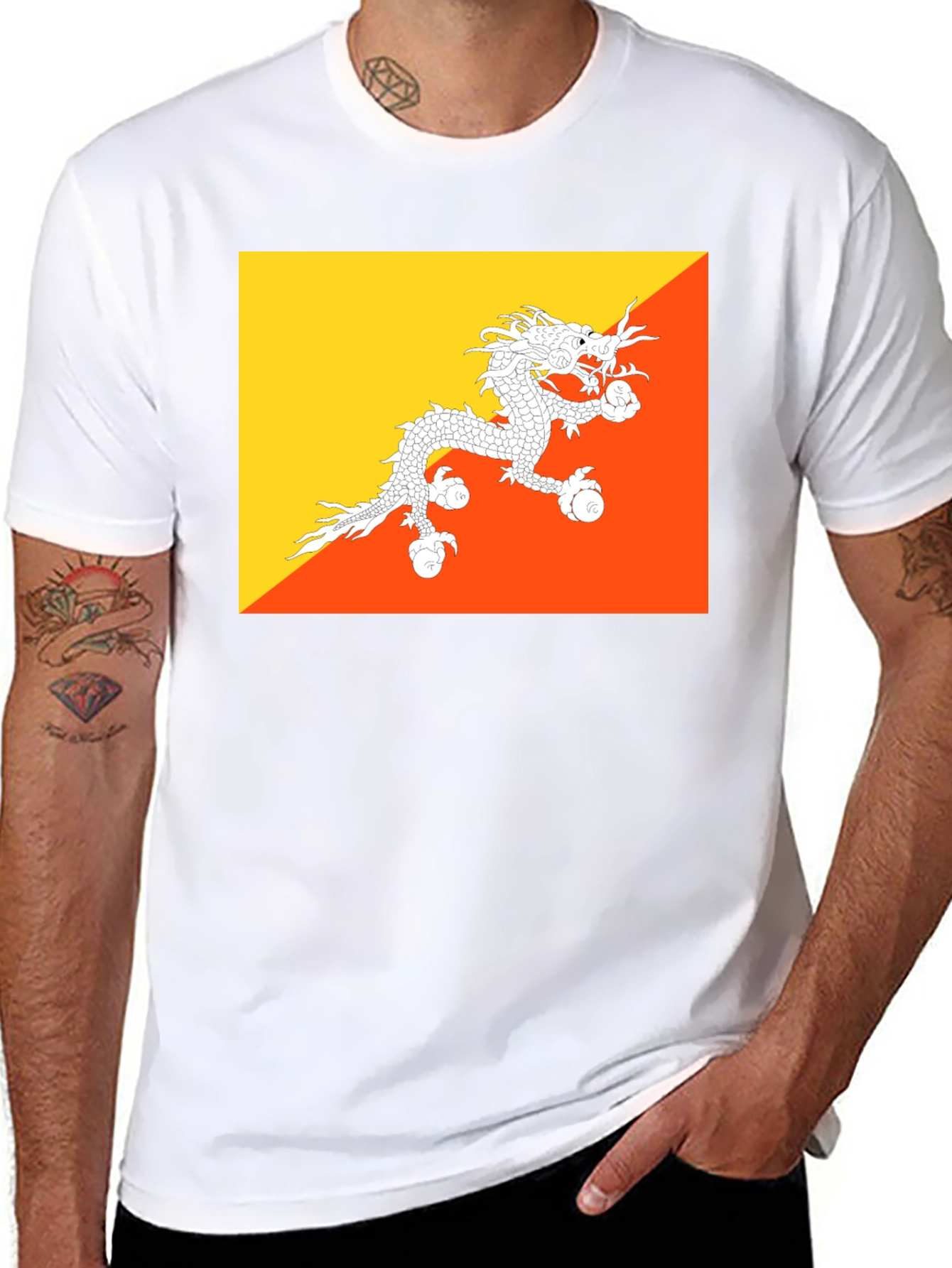 Bhutan Flag T-Shirt - Dragon Graphic Tee