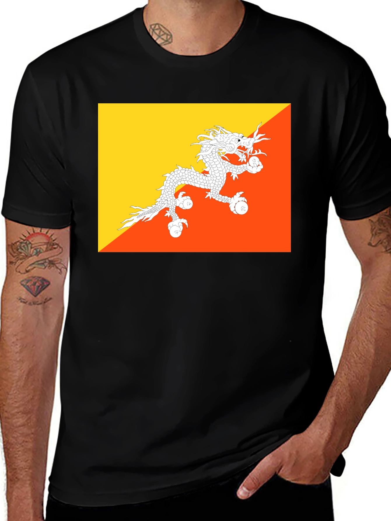 Bhutan Flag T-Shirt - Dragon Graphic Tee