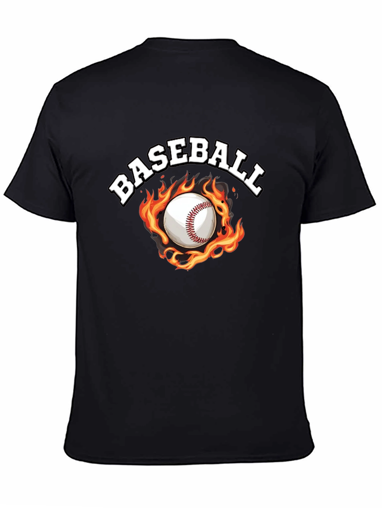 Baseball Flame Graphic Black T-Shirt