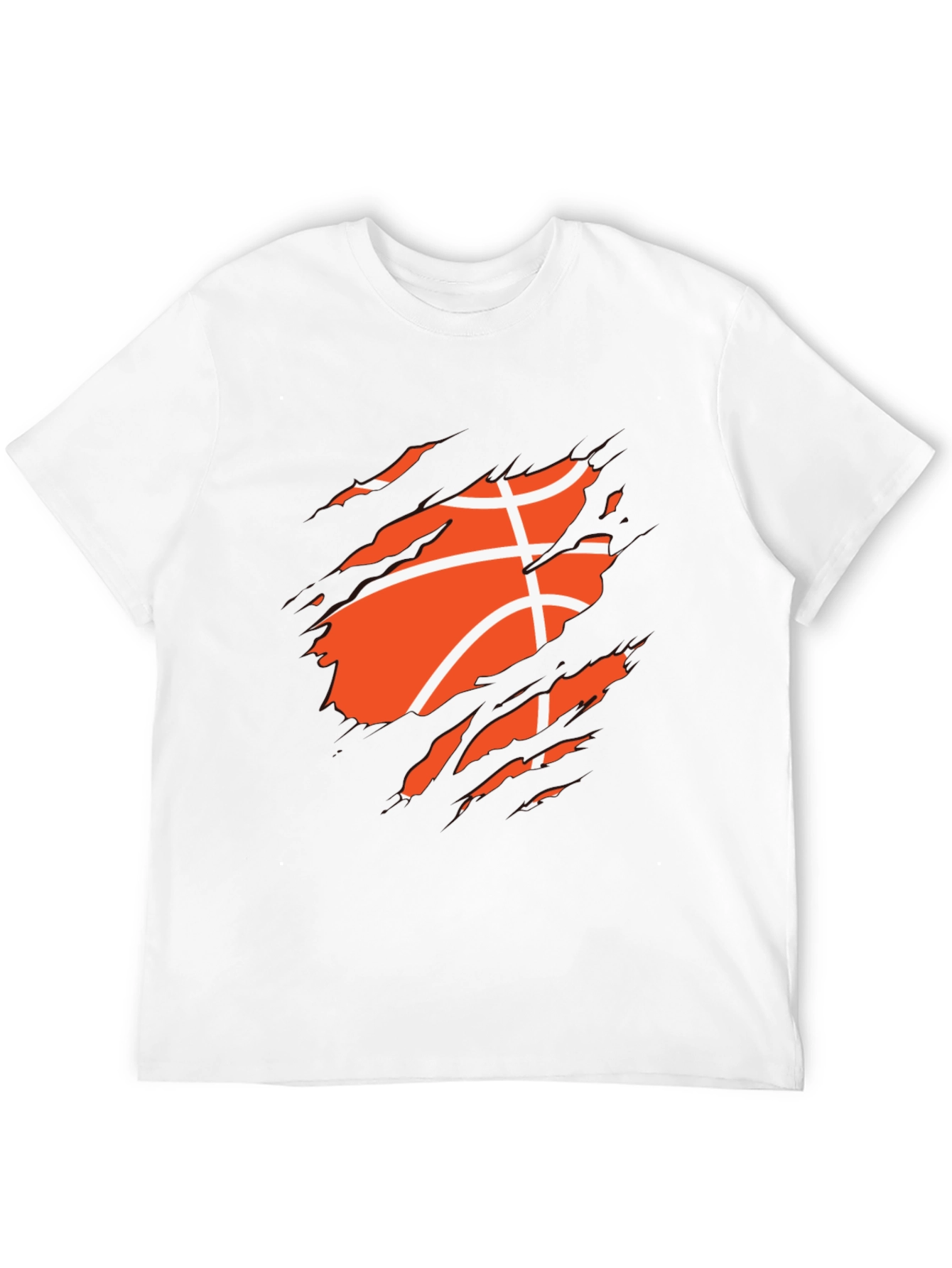 Basketball Ripped Graphic Mens Black T-Shirt