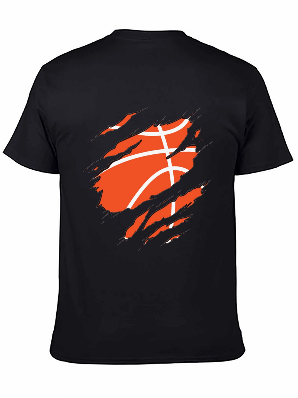 Basketball Ripped Graphic Mens Black T-Shirt
