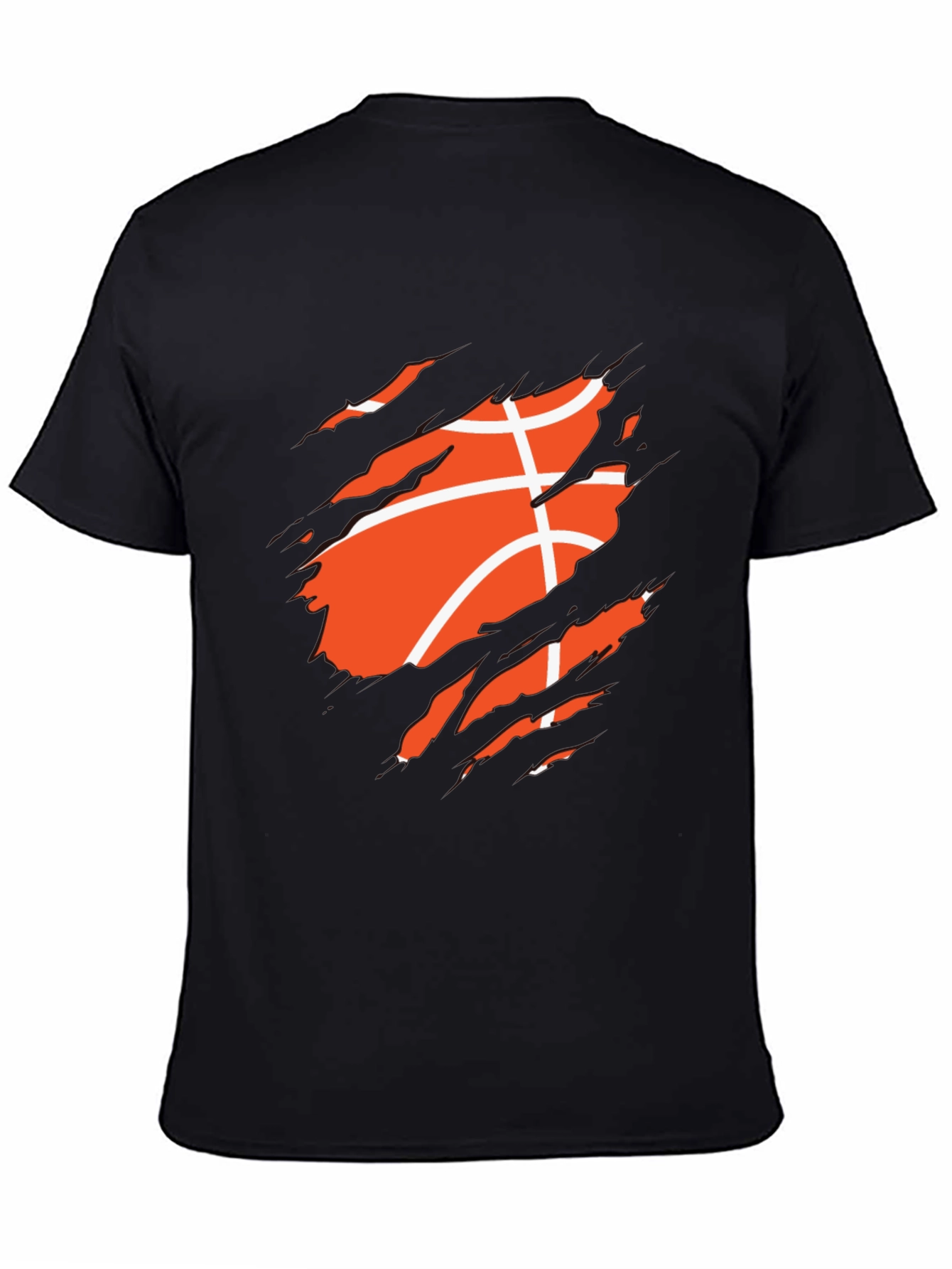 Basketball Ripped Graphic Mens Black T-Shirt
