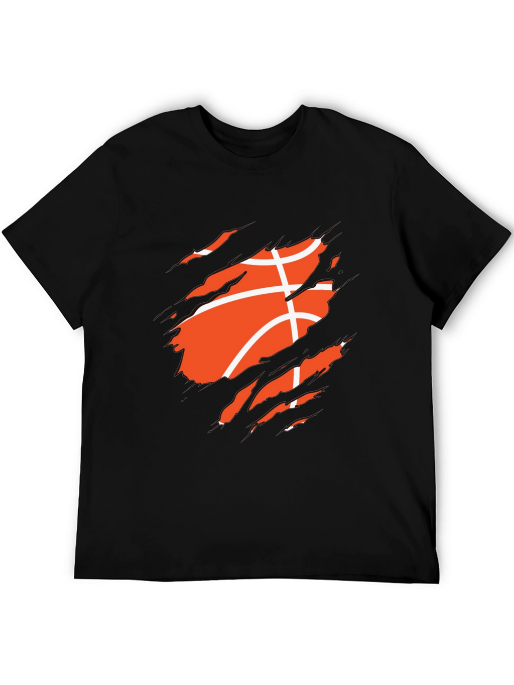 Basketball Ripped Graphic Mens Black T-Shirt
