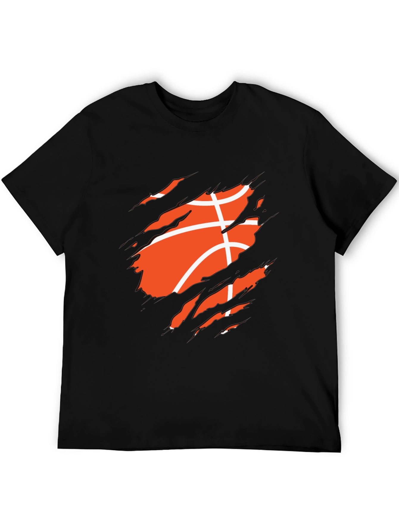 Basketball Ripped Graphic Mens Black T-Shirt