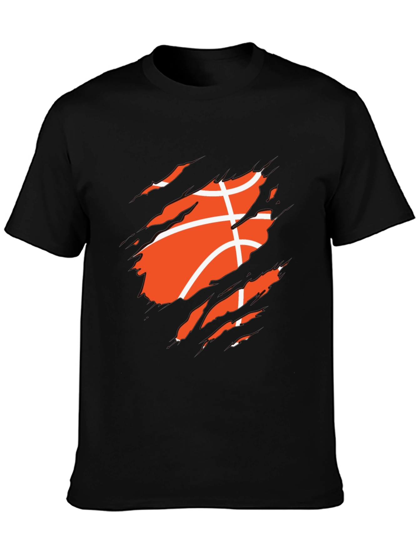 Basketball Ripped Graphic Mens Black T-Shirt