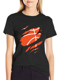 Basketball Ripped Graphic Mens Black T-Shirt
