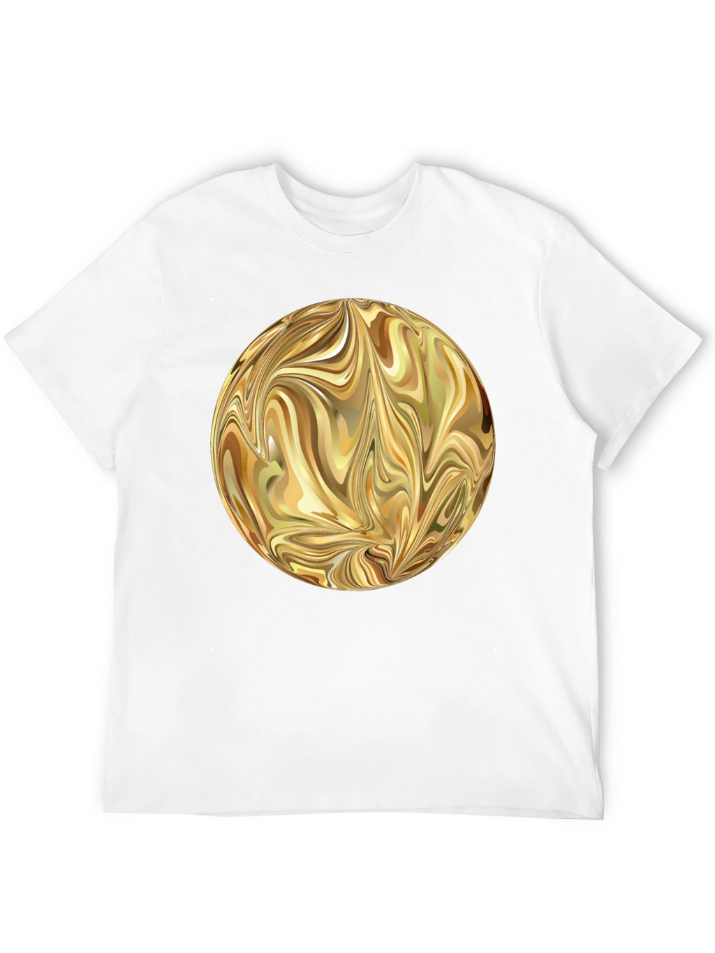 Abstract Gold Swirl Sphere Graphic T-Shirt