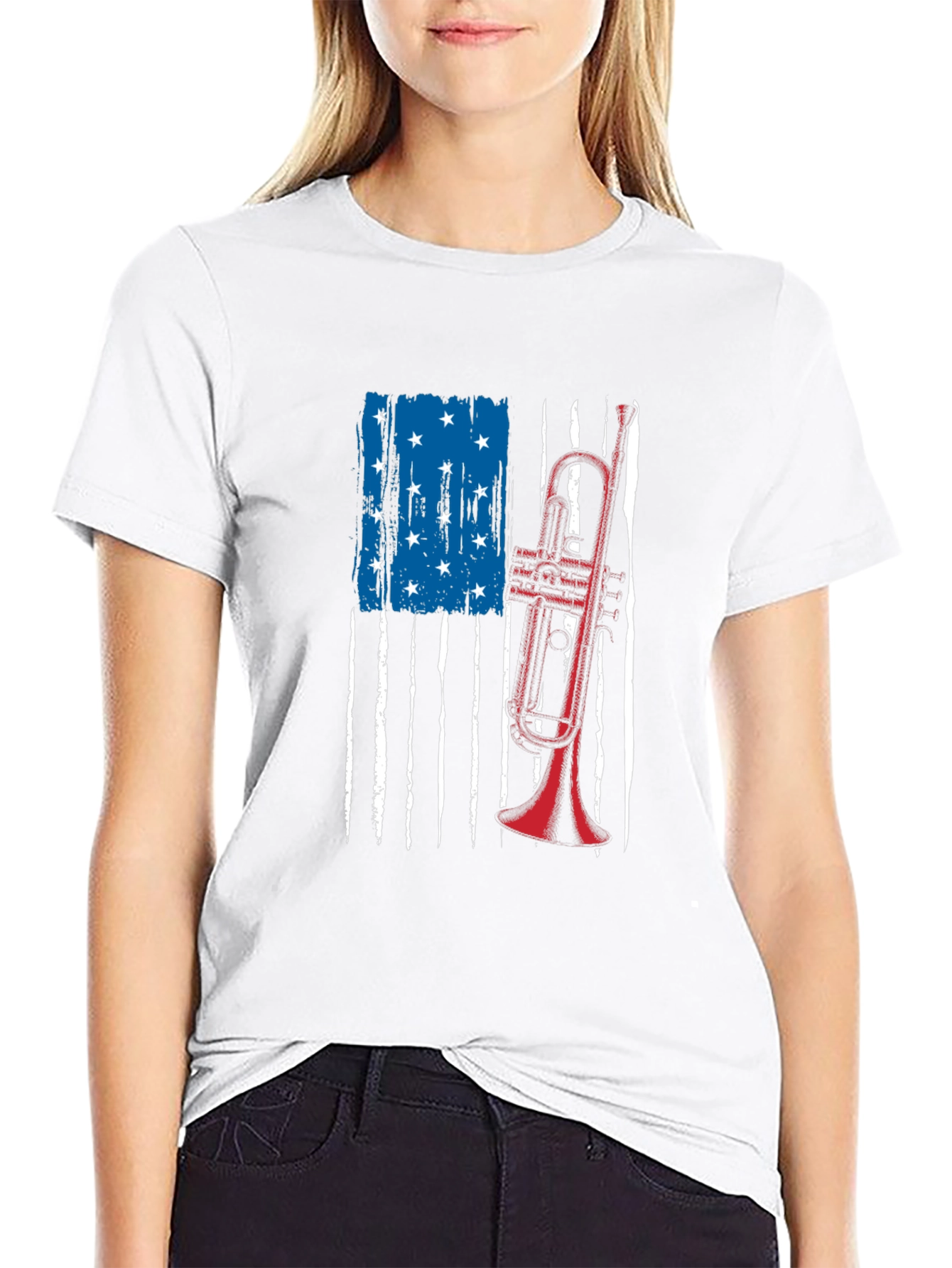 American Flag Trumpet Graphic Tee