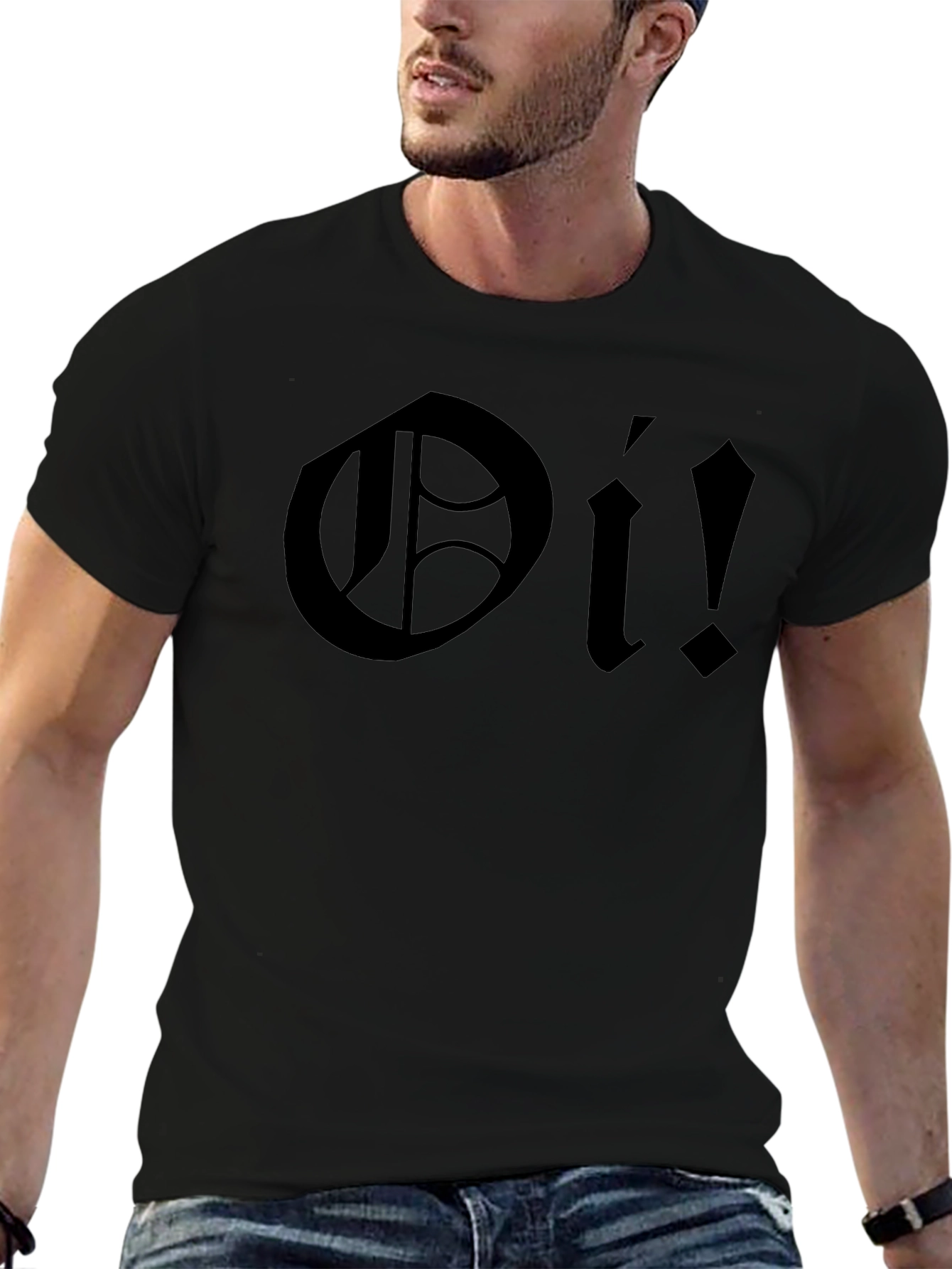 Oi! Black Graphic T-Shirt - Bold Punk Rock Style