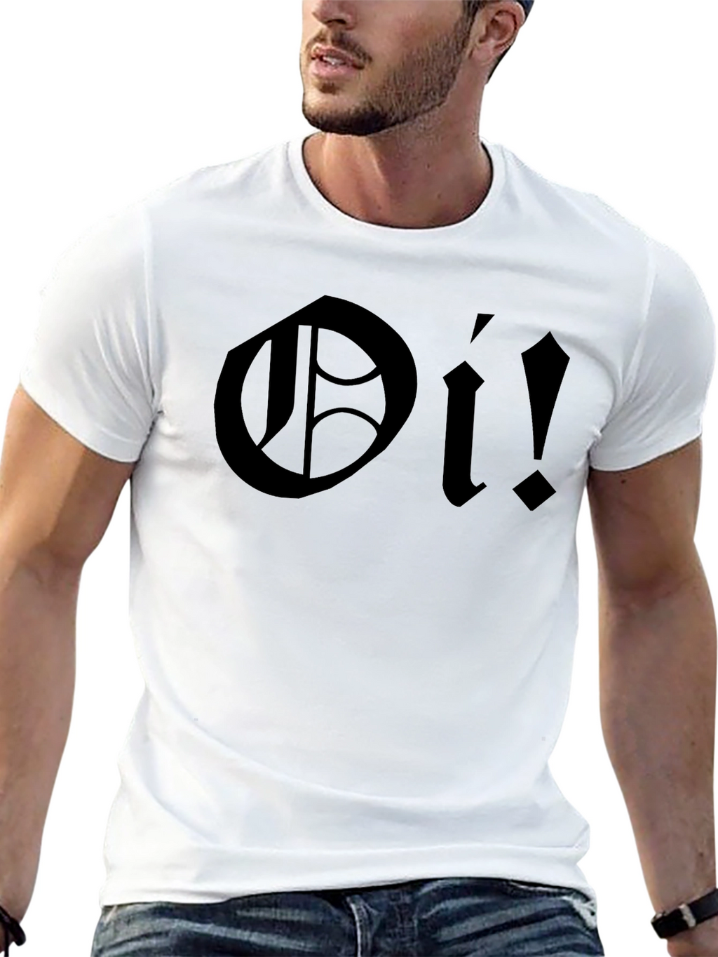 Oi! Black Graphic T-Shirt - Bold Punk Rock Style