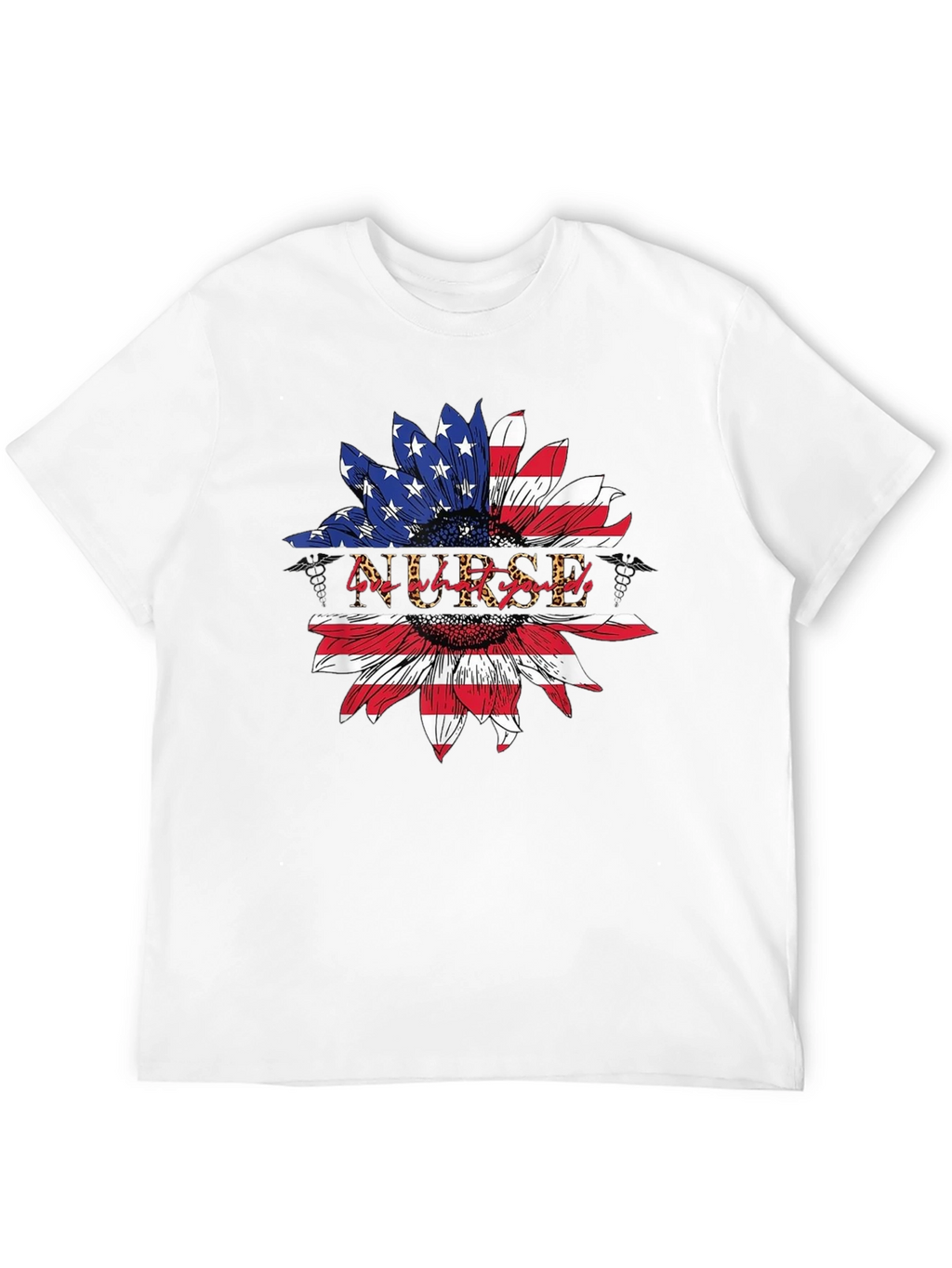 American Flag Nurse Sunflower T-Shirt