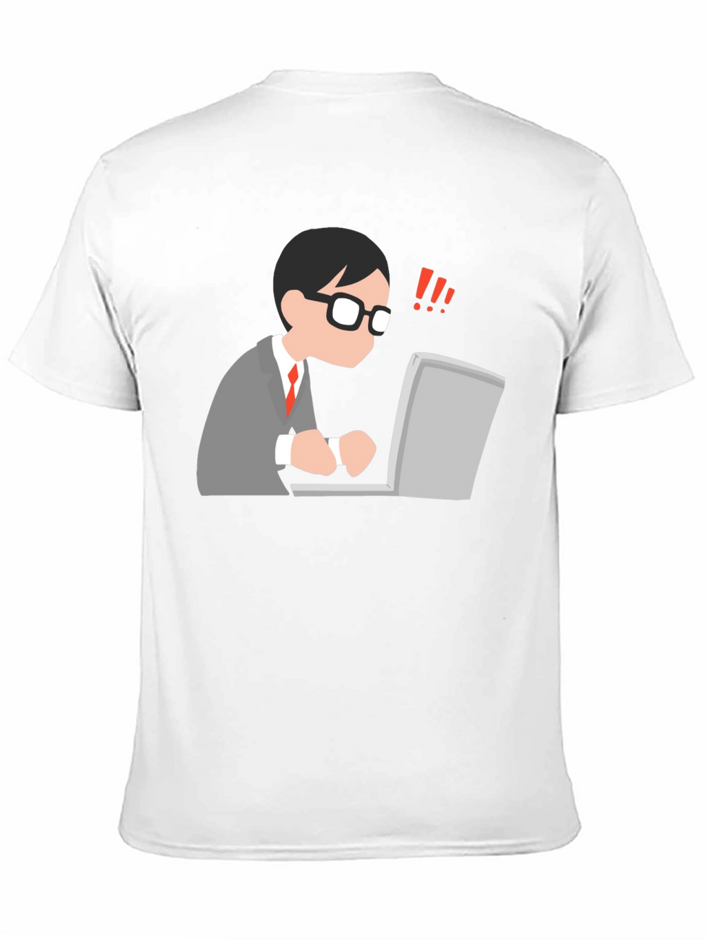Black T-Shirt with Animated Computer User Design