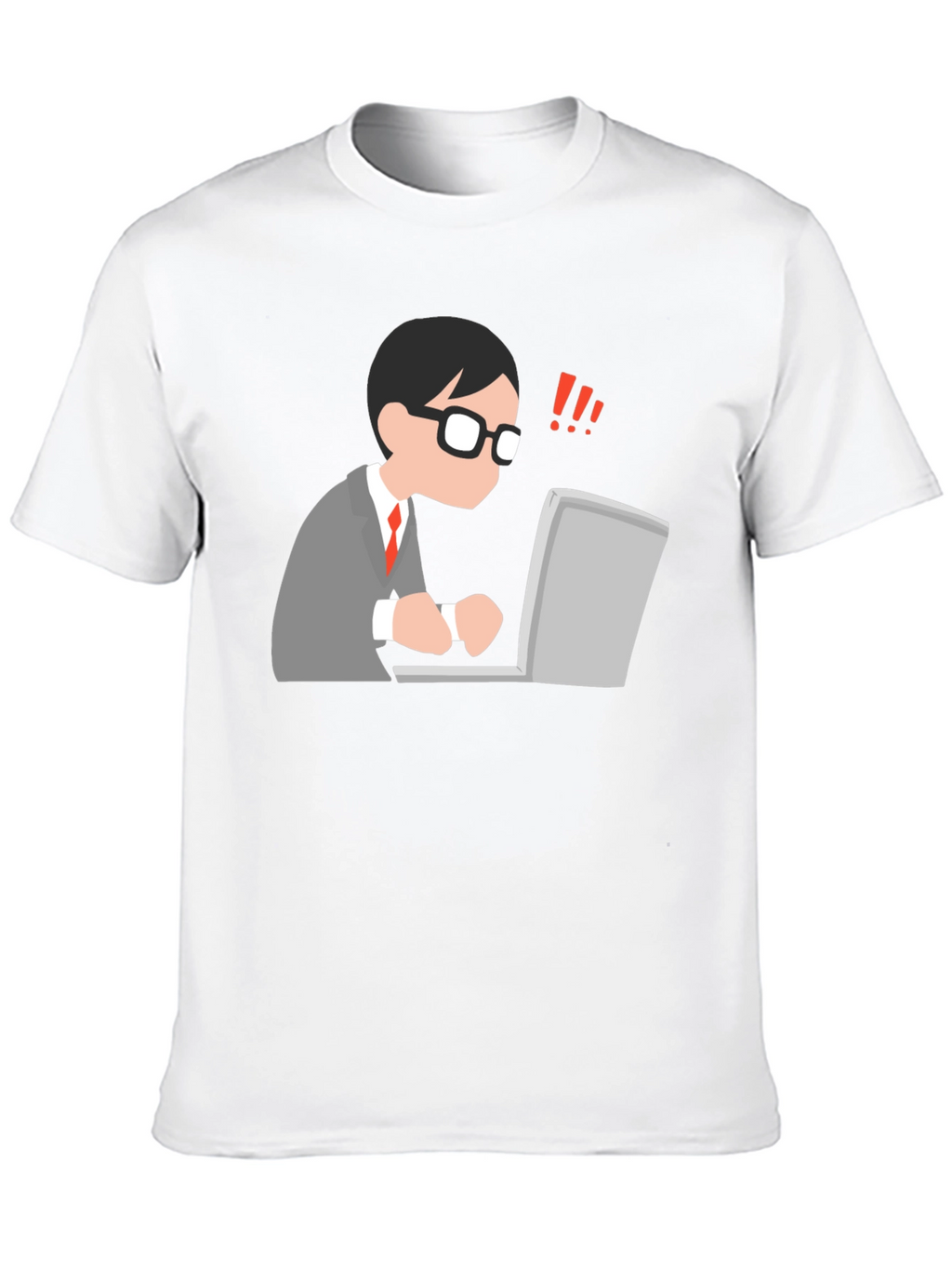 Black T-Shirt with Animated Computer User Design