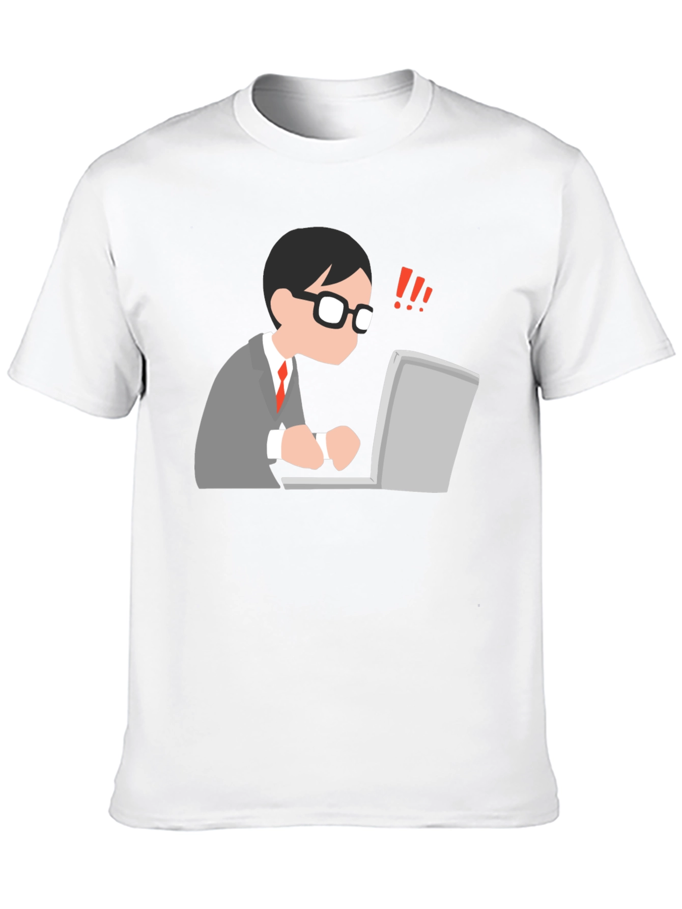 Black T-Shirt with Animated Computer User Design