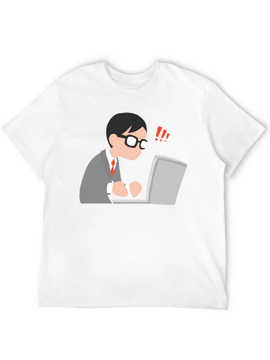 Black T-Shirt with Animated Computer User Design