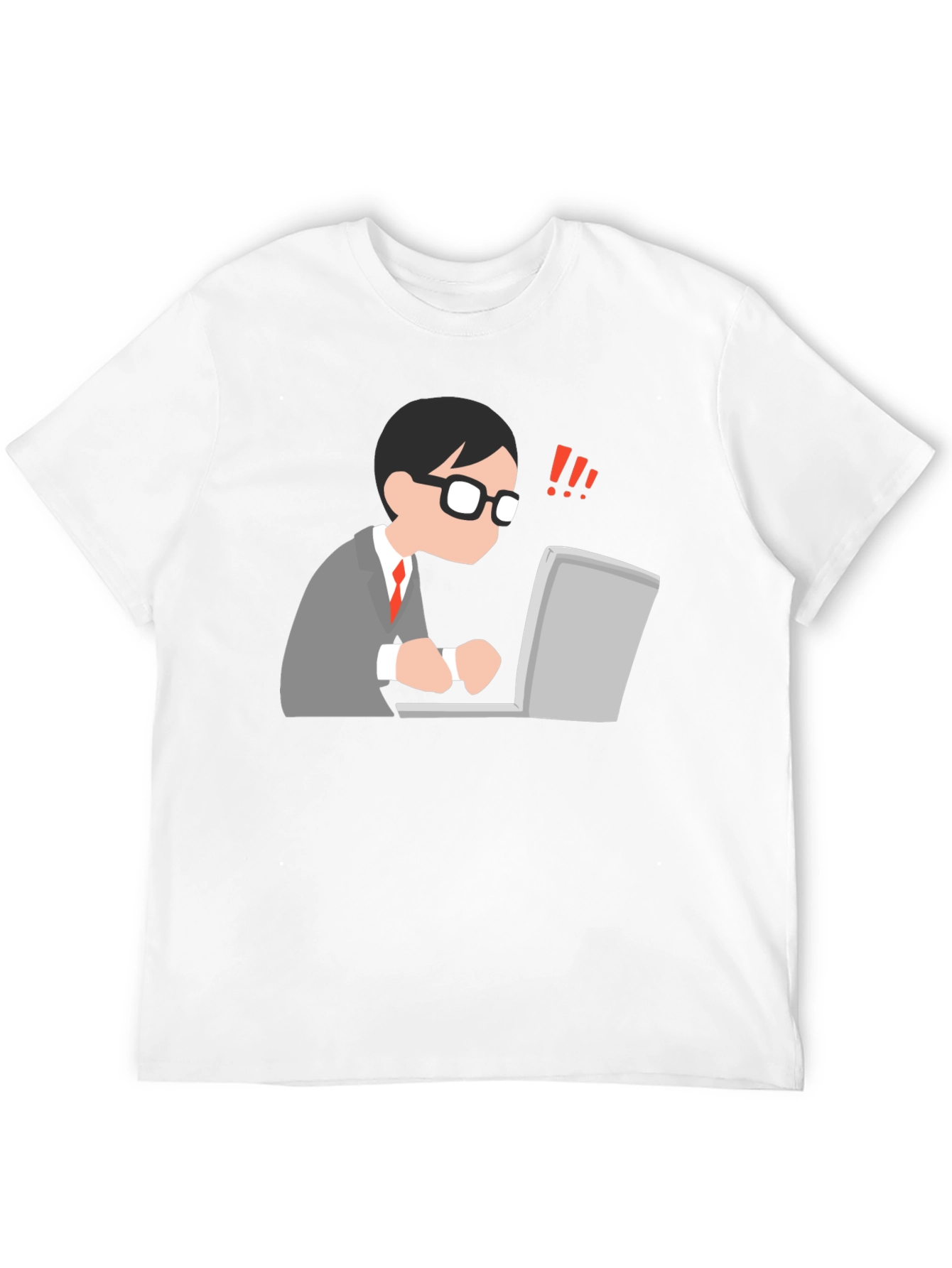 Black T-Shirt with Animated Computer User Design