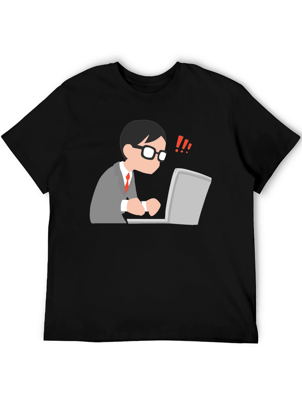 Black T-Shirt with Animated Computer User Design